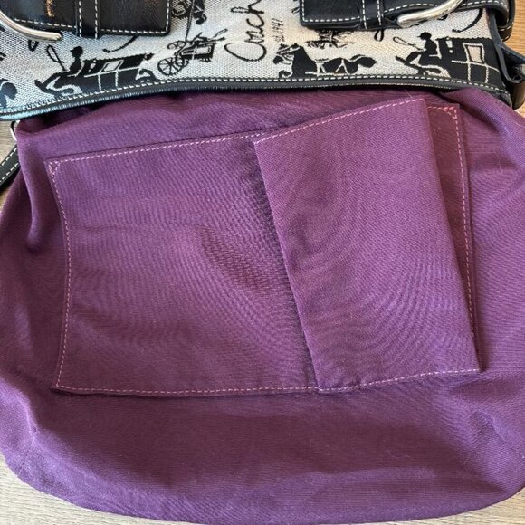 Coach Signature Horse & Carriage Jacquard & Black Leather Shoulder Bag No. 14441 - Picture 11 of 11